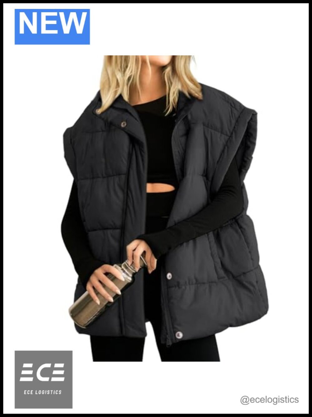 Womens Puffer Vest Stand Collar Zip Up Lightweight Sleeveless Padded Jacket